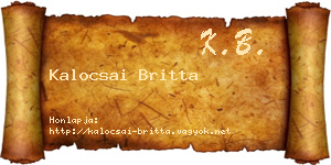Kalocsai Britta névjegykártya